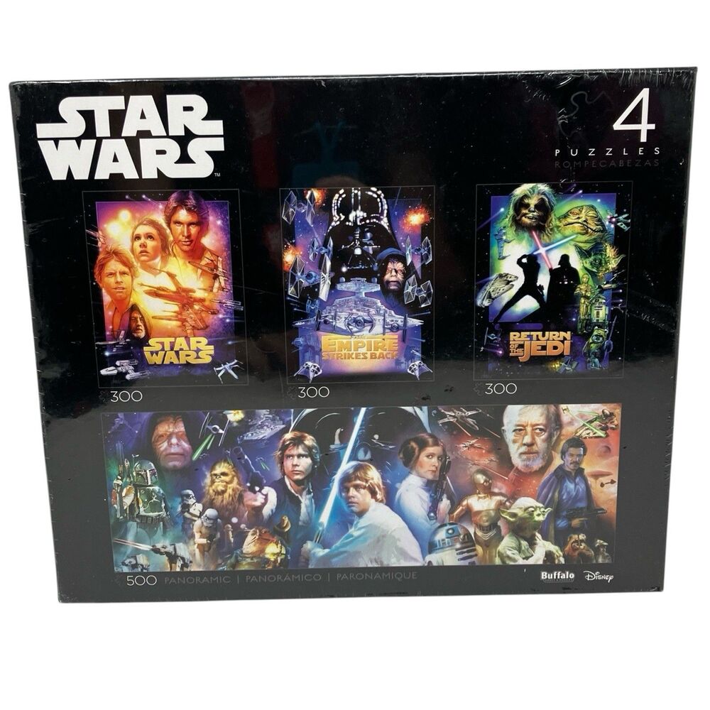 Star Wars 4 Puzzle Set Sealed 300 500 Piece Darth Vader Yoda Sith Buffalo‎ Games
